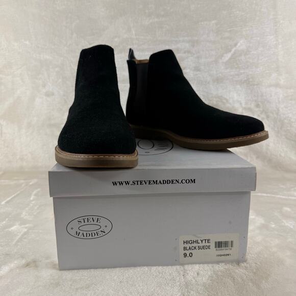 Steve Madden Highlyte Suede Leather Chelsea Boots Men\'s Size 9M Black main image 4